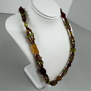 Vintage Glass and Plastic Earth Tone Necklace